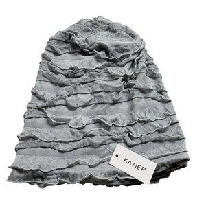 NWT KAYIER Women Hat Beanie One Size Ruffle Gray Chemo Cap Baggy Casual 2-17